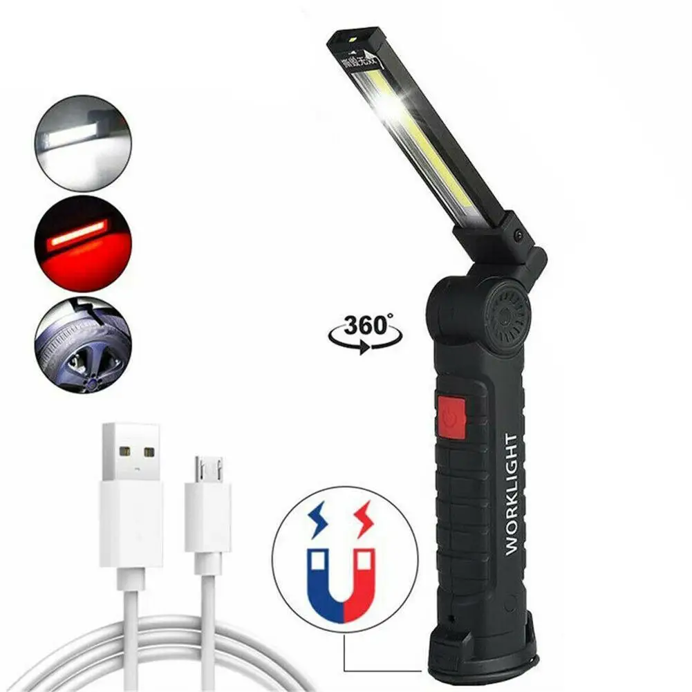 

Rechargeable LED Work Light Magnetic Base Ultra Bright COB Flashlight Inspection Lamp for Car Repair, Home Using,Outdoor Camping