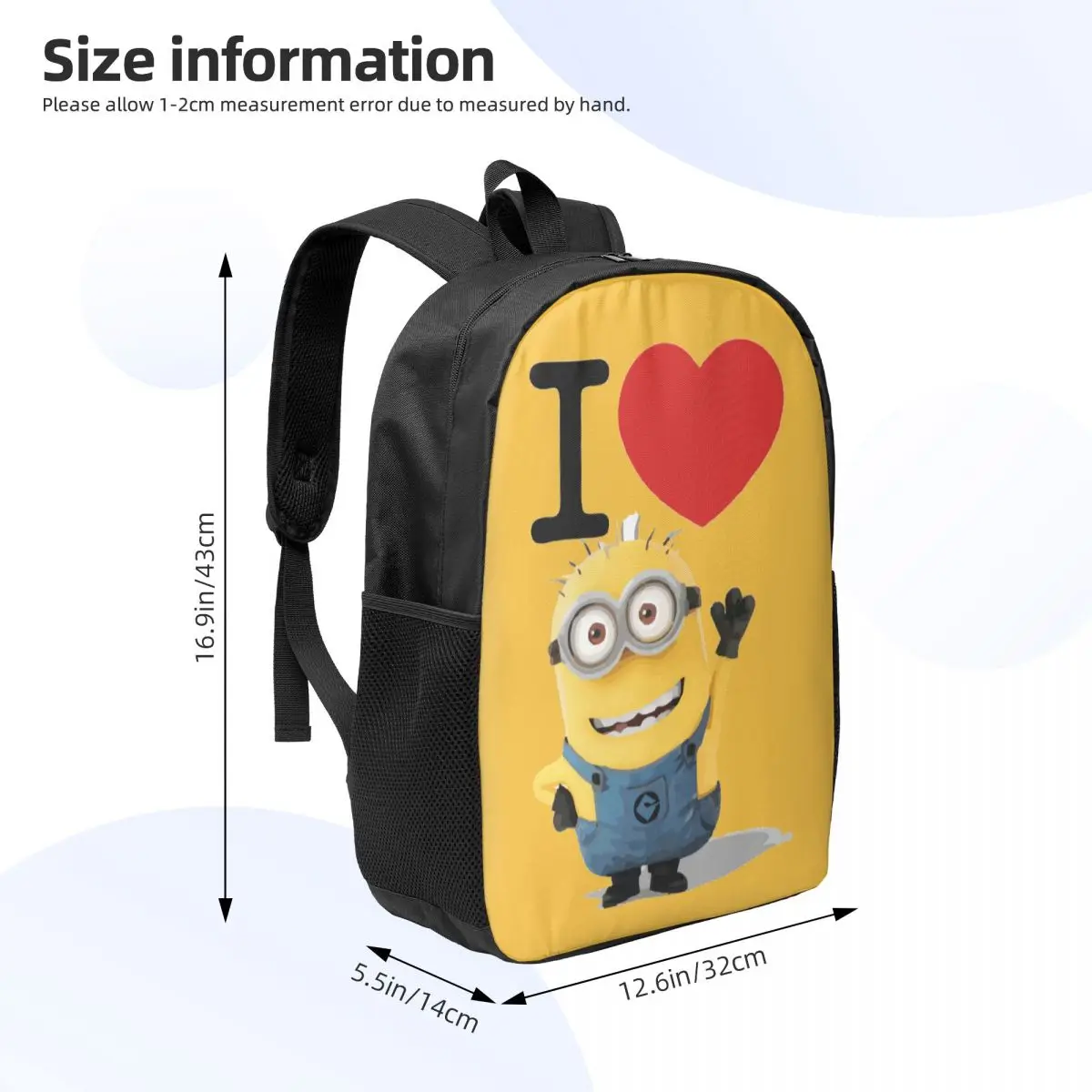 Рюкзак с мультяшным принтом Я люблю миньонов для женщин и мужчин школьный