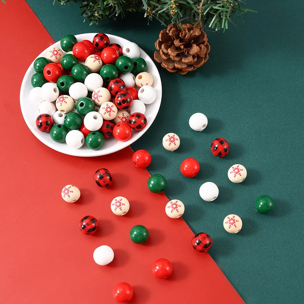 50 шт. деревянные бусины в виде снежинок 16 мм