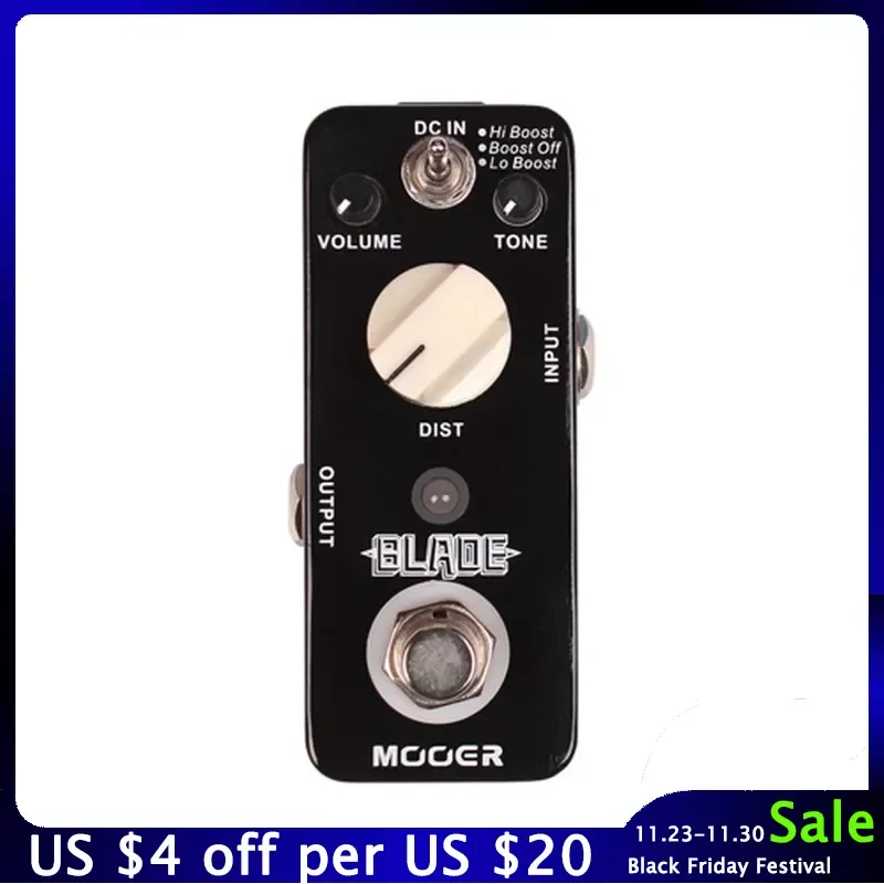 

MOOER Blade Guitar Effect Pedal Metal Distortion 3 Modes Hi/Lo/Off Boost True Bypass Full Metal Shell Guitar Parts Accessories