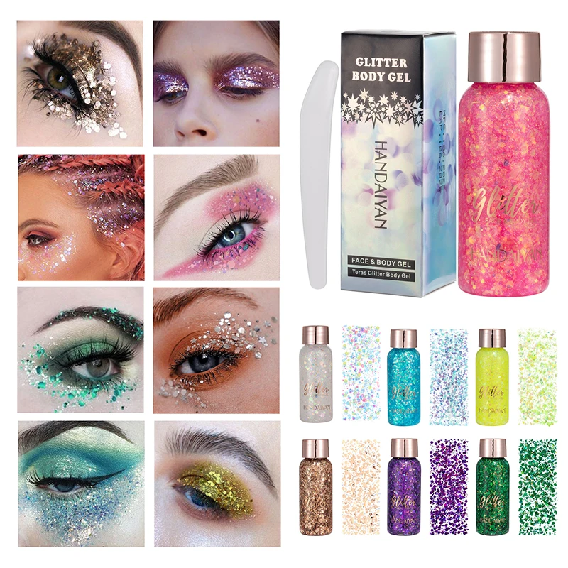 

Liquid Glitter Eye Shadow Gel Cream Shimmer Flake Sequins Pigment for Body Hair Face Shining Cream Stage Party Flash Decor