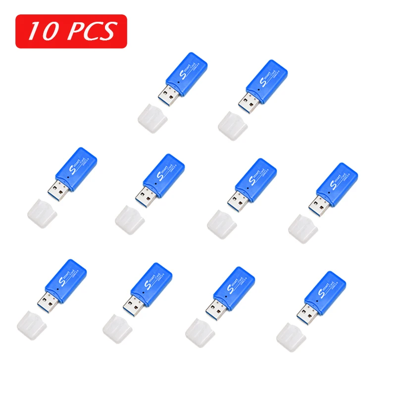 

JIASTER 10 Pieces For Sale Brand New Portable Card Reader Mini Blue Black Card Reader 2.0 External Adapter