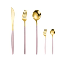 5pcs white gold dinnerware set korean cutlery stainless spoons knives s steel tableware mirror polishing fork