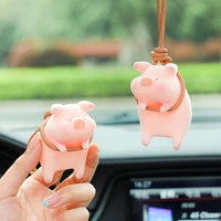 cute pig car accessorie swing pig car pendant auto rearview mirror pendants birthday gift auto decoraction ornaments coche