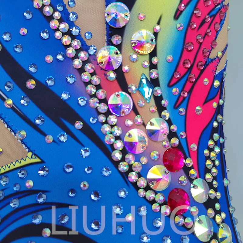 LIUHUO трико для художественной гимнастики синего цвета одежда