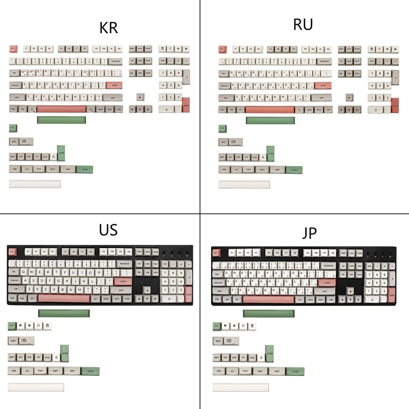 

H05B 126pcs Multi-language 9009 Beige Grey Keys PBT Custom Dye Sublimation XDA V2 Profile Keycaps for Mechanical Keyboard