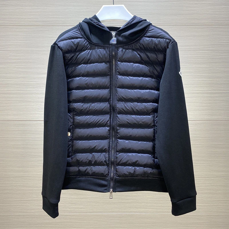 

Мужской легкий пуховик с капюшоном, трикотажный пуховик с длинным рукавом и молнией, кардиган для гольфа, 2022