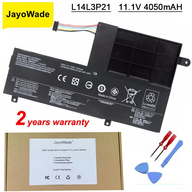 Аккумулятор JayoWade L14M3P21 для ноутбука Lenovo Flex 3 4 1470 1480 1580 1570 Yoga 500-14ISK Edge 2-1580 L14L3P21 L15L3PB0 L15M3PB