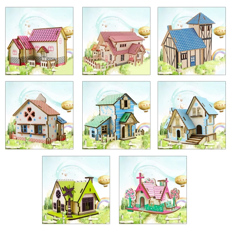 

Wooden Made Mini Doll House Accessories Jigsaw Puzzles for Kids Teens Adults QX2D