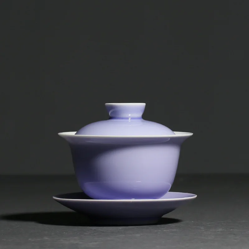 

135 мл бутик Дымчатая фиолетовая глазурованная керамическая чаша с крышкой, китайский чайный сервиз Gaiwan Lady чайная чаша, прекрасный чайный набор кунг-фу, подарки