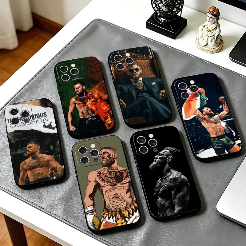 Фото Чехол для телефона Conor McGregor для iPhone 11 12 13 Mini 14 15 Plus 16 17 Pro Max 17E 16E XS 7 8 Air SE, черный, мягкий, силиконовый №1