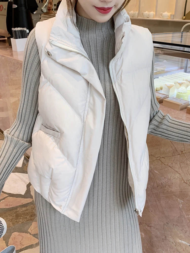 

2022 autumn and winter new solid colour side zip loose bread cotton clothes sleeveless vest vest 2022 casual women's y2k Clothes