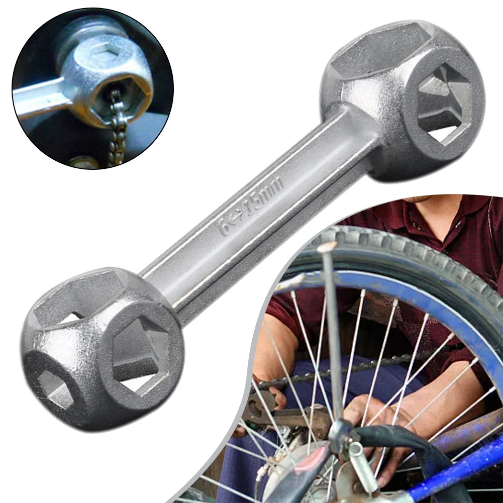 

Bicycle Wrench Wrench 10 Hexagonal Holes 1pc 9.5x2.2cm Aluminum Alloy Multifunctional Silver 12 13 15 Mm Durable