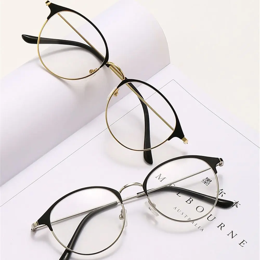

Unisex Metal Round Frame Glasses Classic Optical Glasses Ultralight Myopia Glasses Vision Care Eyewear Eyeglasses -1.0~-4.0