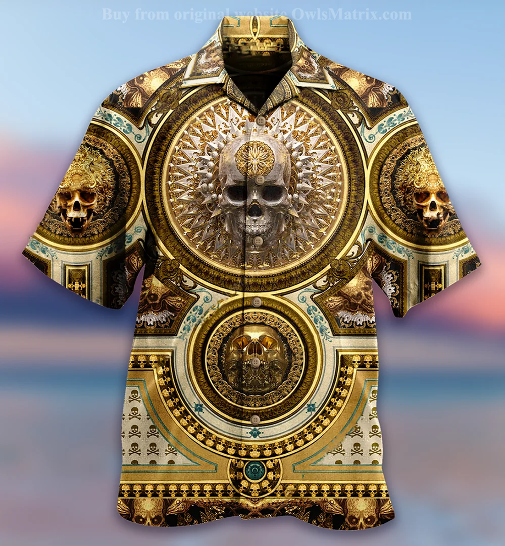 

Camisas hawaianas para hombre y mujer, camisa negra con botones y Logo de Calavera, estilo playero, talla grande, nueva