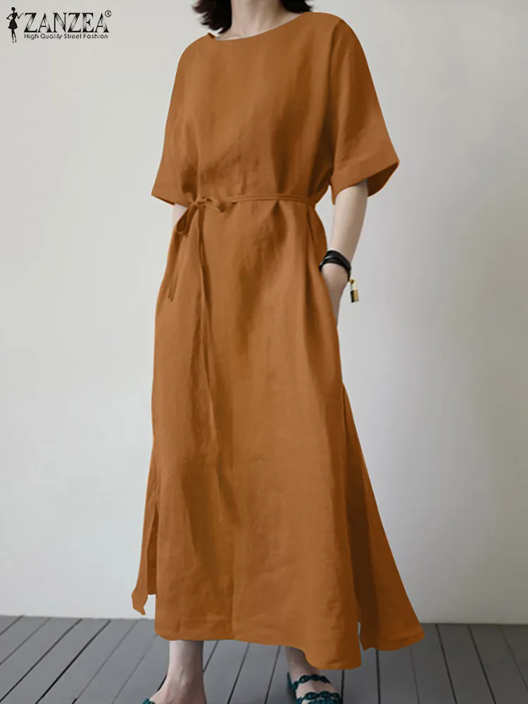 

Платье ZANZEA женское средней длины с круглым вырезом и полурукавом