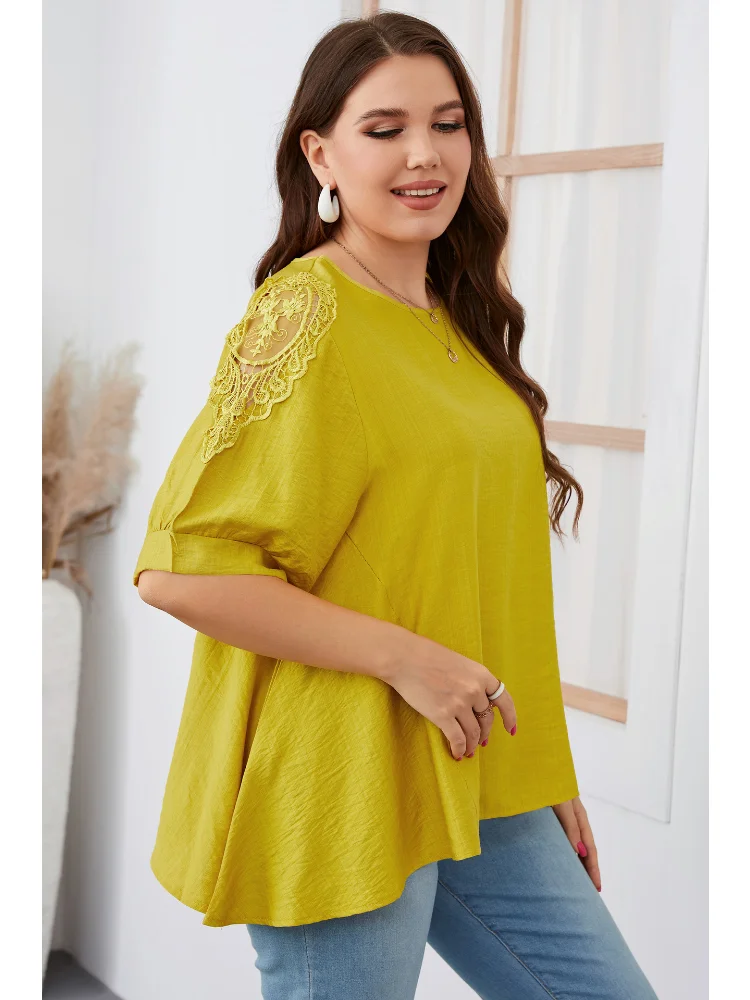Irregular plus size MM loose solid color ladies T-shirt plus size women clothing  blusas mujer