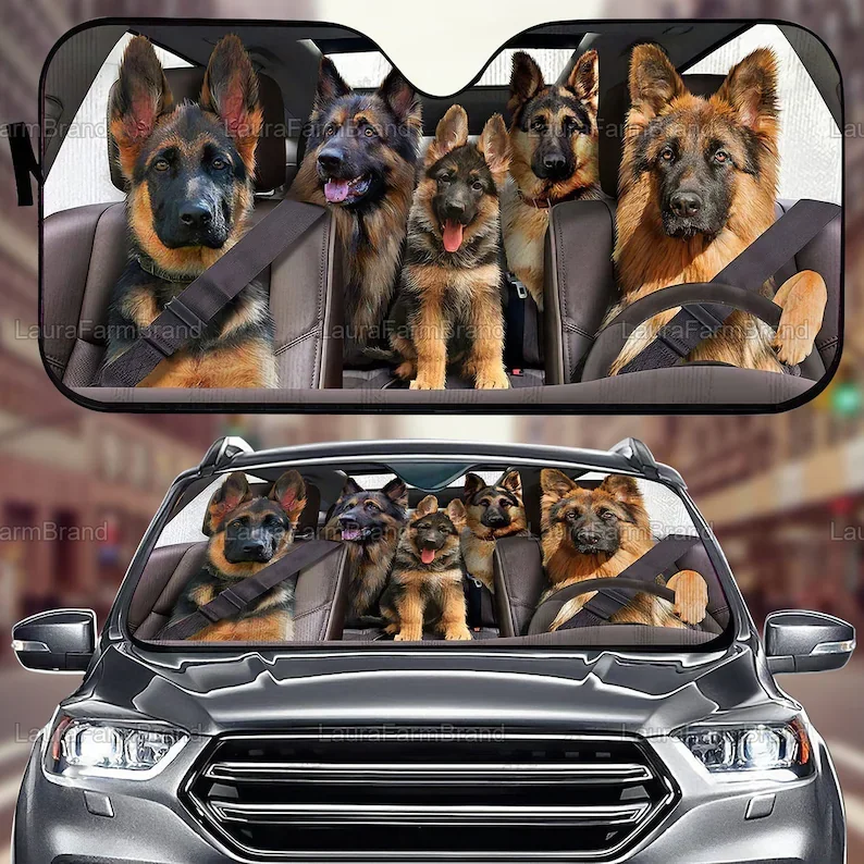 

German Shepherd Car SunShade, Shepherd Lover German Shepherd Sunshade, Car Accessories PHT192107A98