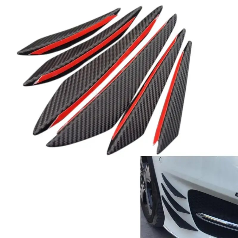 

6Pcs/lot 3x Right+3x Left Carbon Fiber Style Car Front Bumper Lip Splitter Body Spoiler Canards