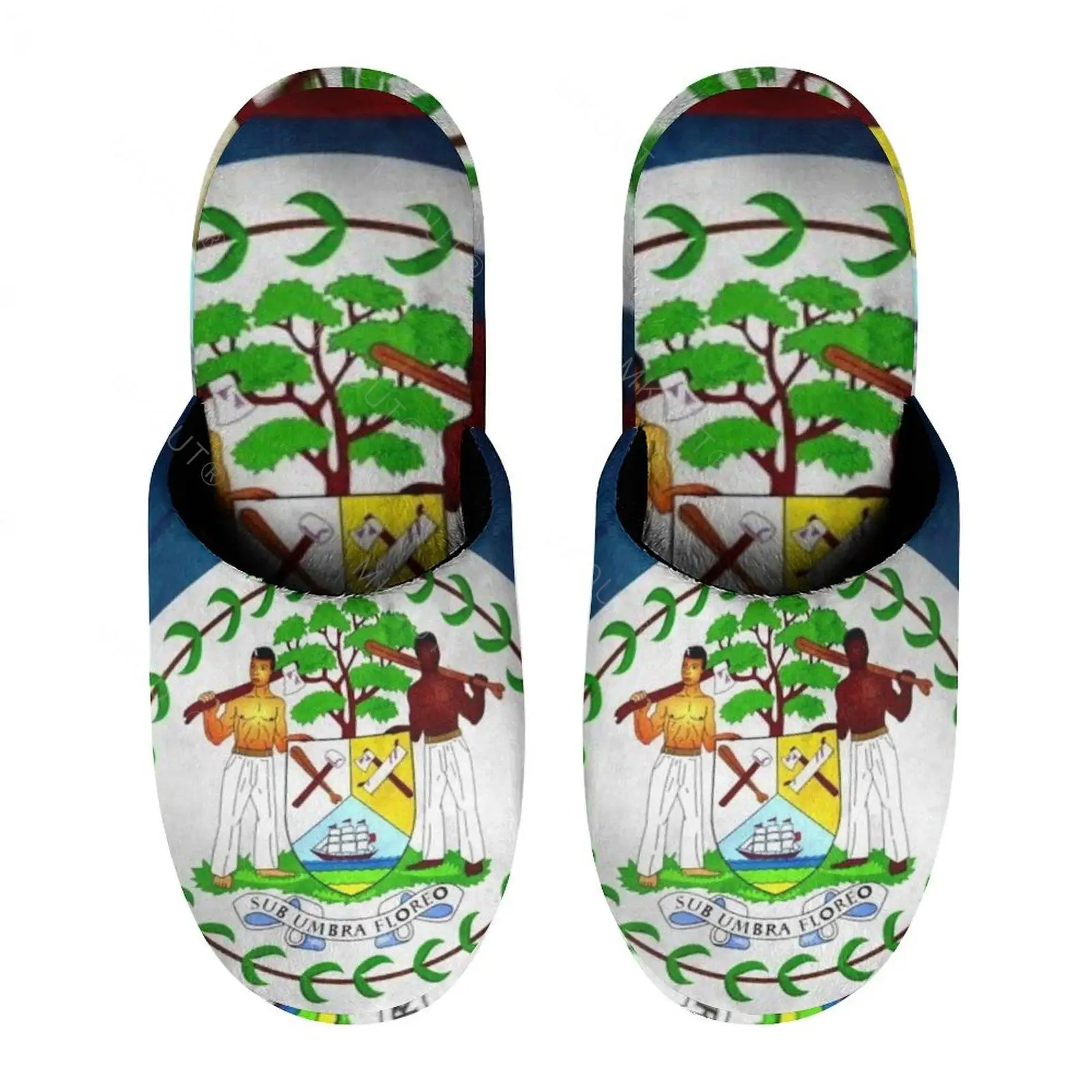 

Belize Flag (1) Warm Cotton Slippers For Men Women Thick Soft Soled Non-Slip Fluffy Shoes Indoor House Slippers Colon
