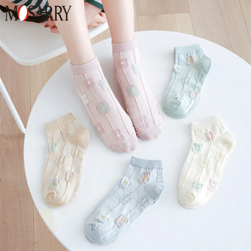 

Summer Young Girl Flowers Ankle Socks Cotton Korea Style Harajuku Kawaii Cute Women Socks