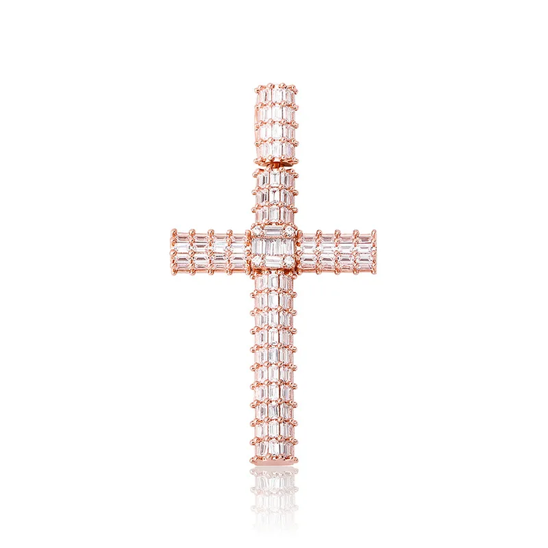 Хип-хоп когти AAA + кубический цирконий Bling Iced Out цилиндр крест подвески ожерелья
