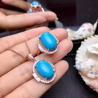 meibapj clean natural turquoise gemstone trendy jewelry set for women real 925 sterling silver charm fine party jewelry