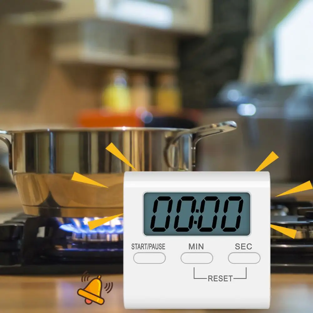 

Low Energy Consumption Digital Kitchen Timer Retractable Bracket Clear Numbers Cooking Baking Sport Alarm Kitchen Timer Timer