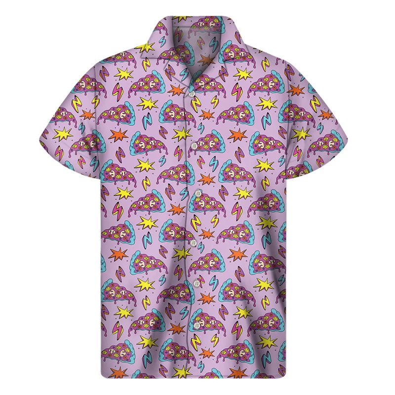 Рубашка мужская с 3d принтом вкусной пиццы уличная одежда в стиле Харадзюку