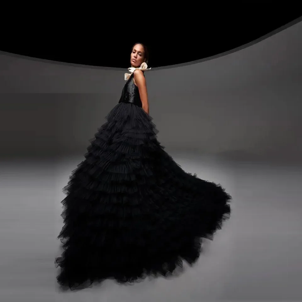 Юбка-пачка Женская многослойная длинная Тюлевая юбка с оборками и эластичным