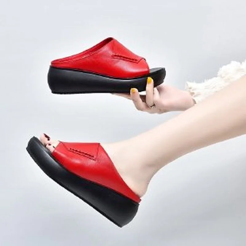 

Thick-soled Slippers Women's Fashion Outer Wear Sponge Cake Thick-soled Flip-flops 2023 New Summer Lazy Net Red Sandals Women