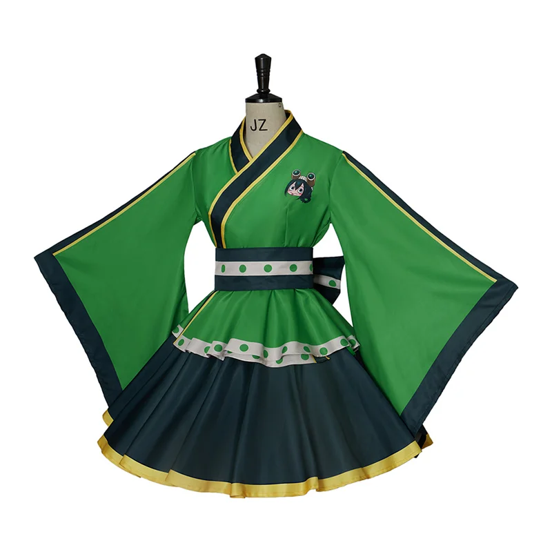 

My Hero Academia Cosplay Frog Tsuyu Asui Costume Fantasy Dress Kimono Lolita Maid Cosplay Uniform Outfits Women Suit
