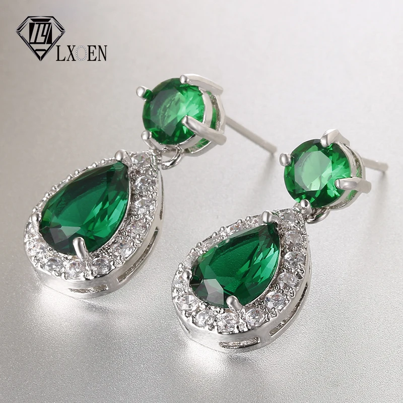 

LXOEN Cute Romantic Crystal Drop Earrings With Water Drop Zircon Wedding Earrings Women Silver Color Jewelry brinco Gift bijoux