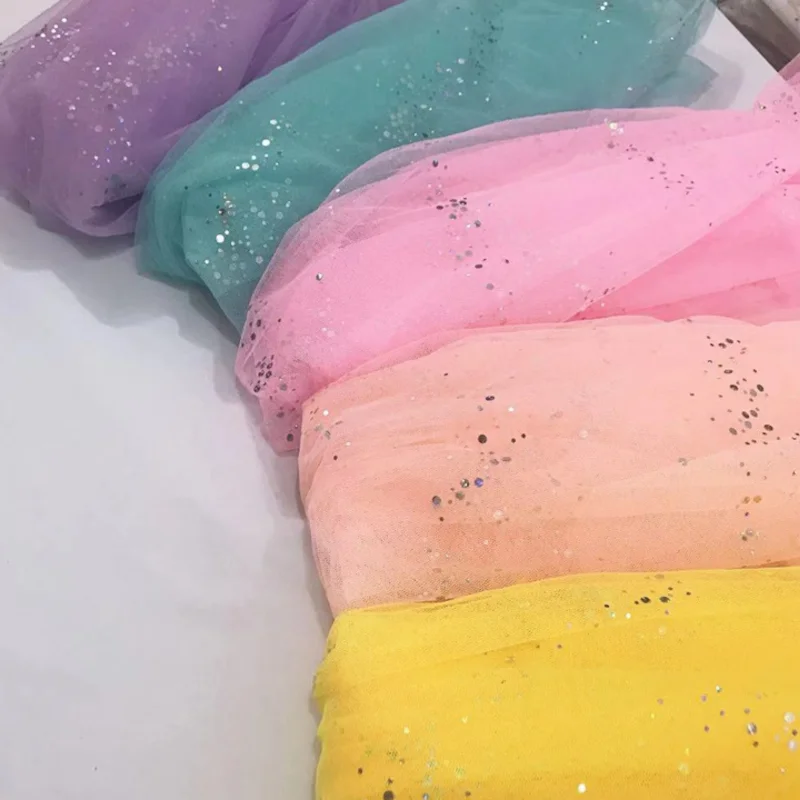 Сетчатая Тюлевая ткань с блестками для шитья одежды платья юбки фонового декора