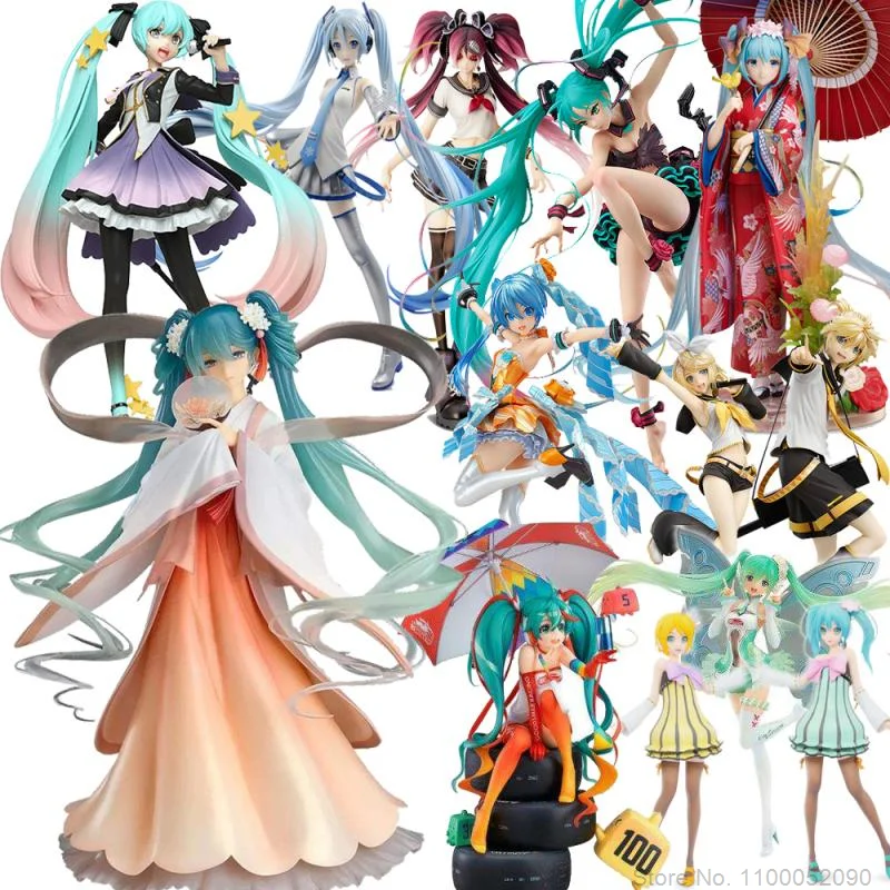 

25cm Hatsune Racing Miku Megurine Luka Japanese Anime Action Figure Ornament Collection Model Toys Adult Hand Office Doll Gifts