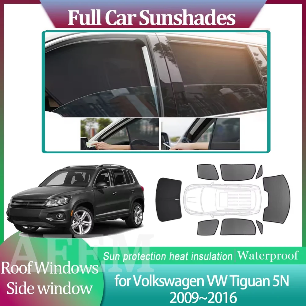 Фото Солнцезащитные шторки для Volkswagen VW Tiguan 5N 2009-2016: боковые, на лобовое стекло, на окна крыши, солнцезащитные козырьки, аксессуары для люка №1