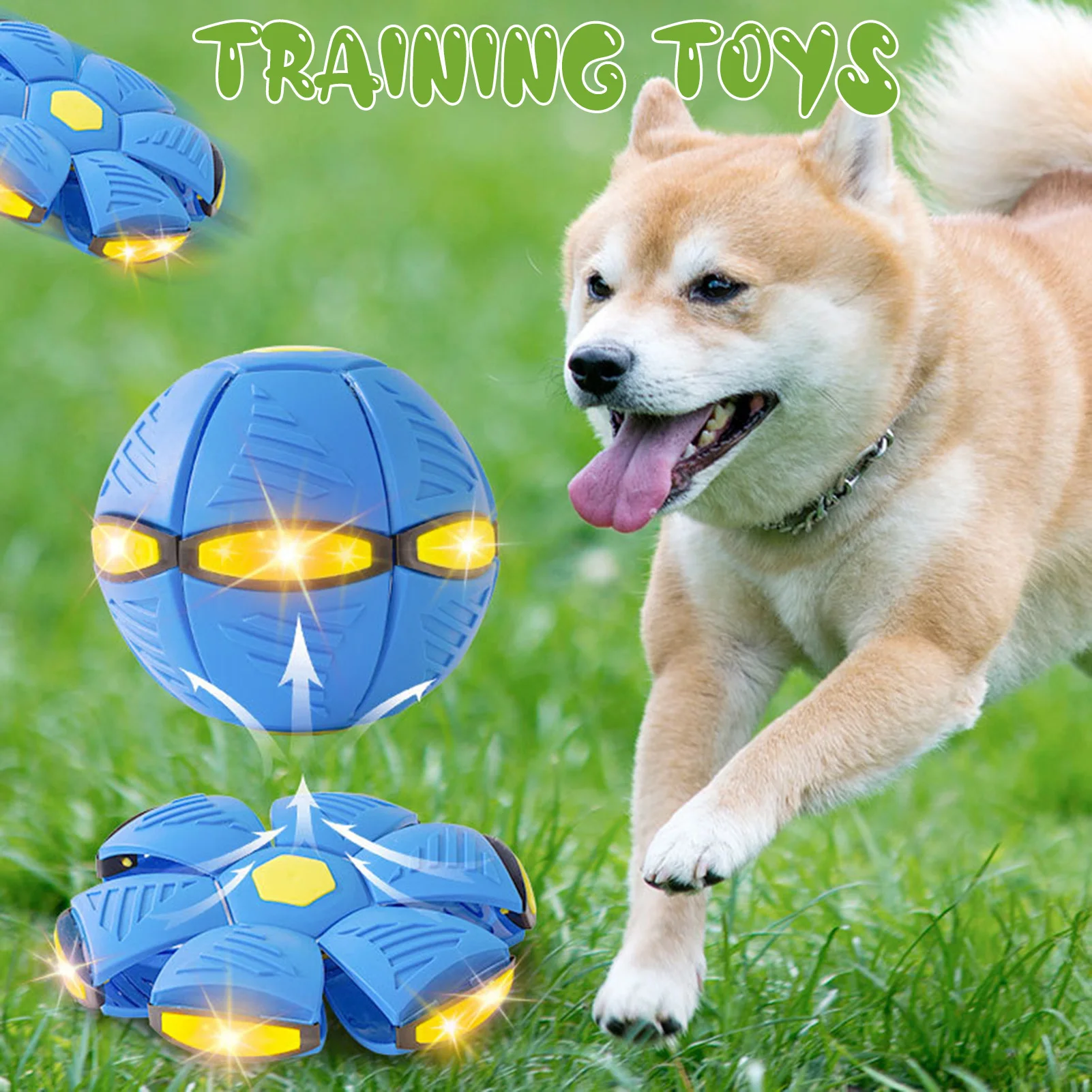 

Durable Pet Toy Environmentally Friendly Strong Elastic Light Flying Saucer Dog Ball Two Forms Puppy Game Play