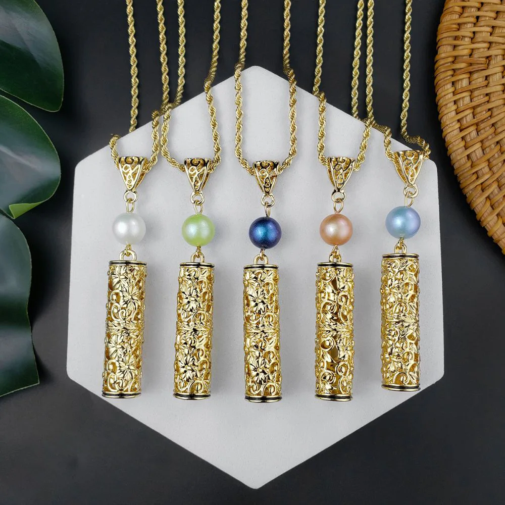 

Гавайская реликвия Гамильтон Золотой Плюмерия цветок ручная резка черная рамка прокрутка ожерелье с жемчугом Самоа ювелирные изделия Likatu