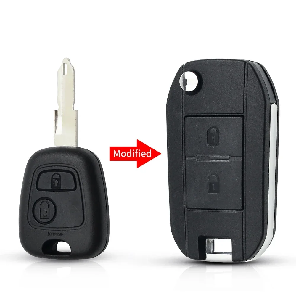 

Модифицированный складной чехол KEYYOU для автомобильного ключа для Peugeot 206 207 для Citroen Remote 2 чехол для ключей с кнопками, чехол