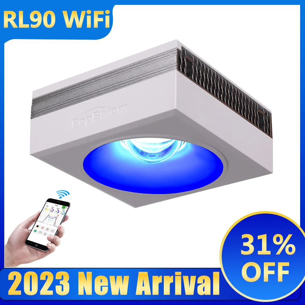 

PopBloom RL90 WiFi Led Reef Aquarium Light Program for Coral Reef SPS/LPS Growing Seawater Marine Aquarium Tank Lamp Hertz RL90