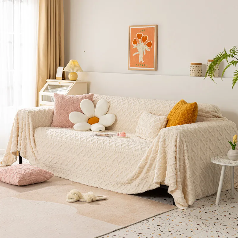 

Sofa Cover Sofa Cushion Winter Plush Thickened All-wrapped Sofa Cover Solid Color Non-slip Sofa Towel Cloth Sofa Cover Blanket