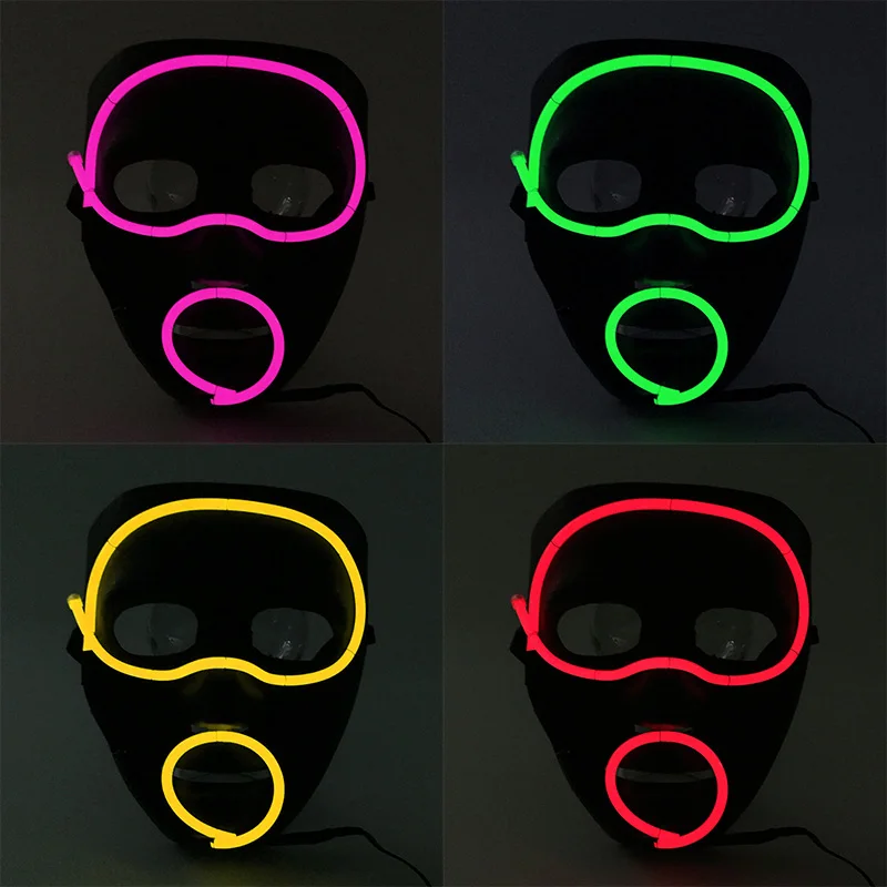 

Halloween Luminous EL Wire Face Mask Neon Glowing Face Mask Rave Party LED Light Up Horror Mask Scary Costumes Decoration