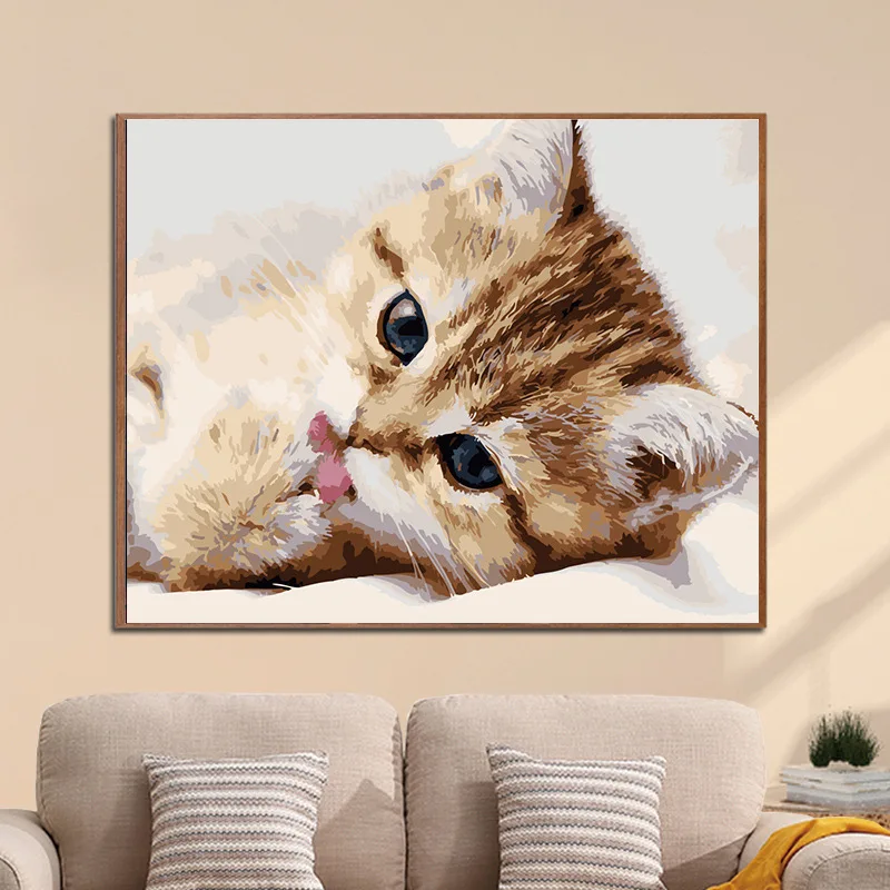 

Картина по номерам «сделай сам», милый оранжевый котенок, цифровая картина маслом для взрослых и детей