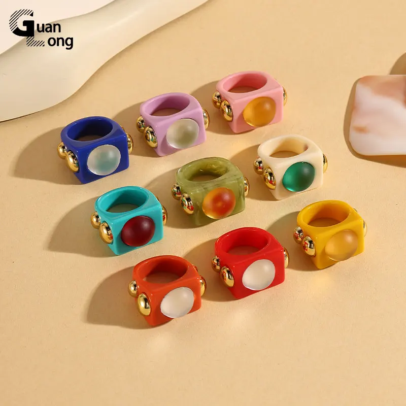 GuanLong модные преувеличенные квадратные кольца для женщин в стиле панк хип-хоп Kpop
