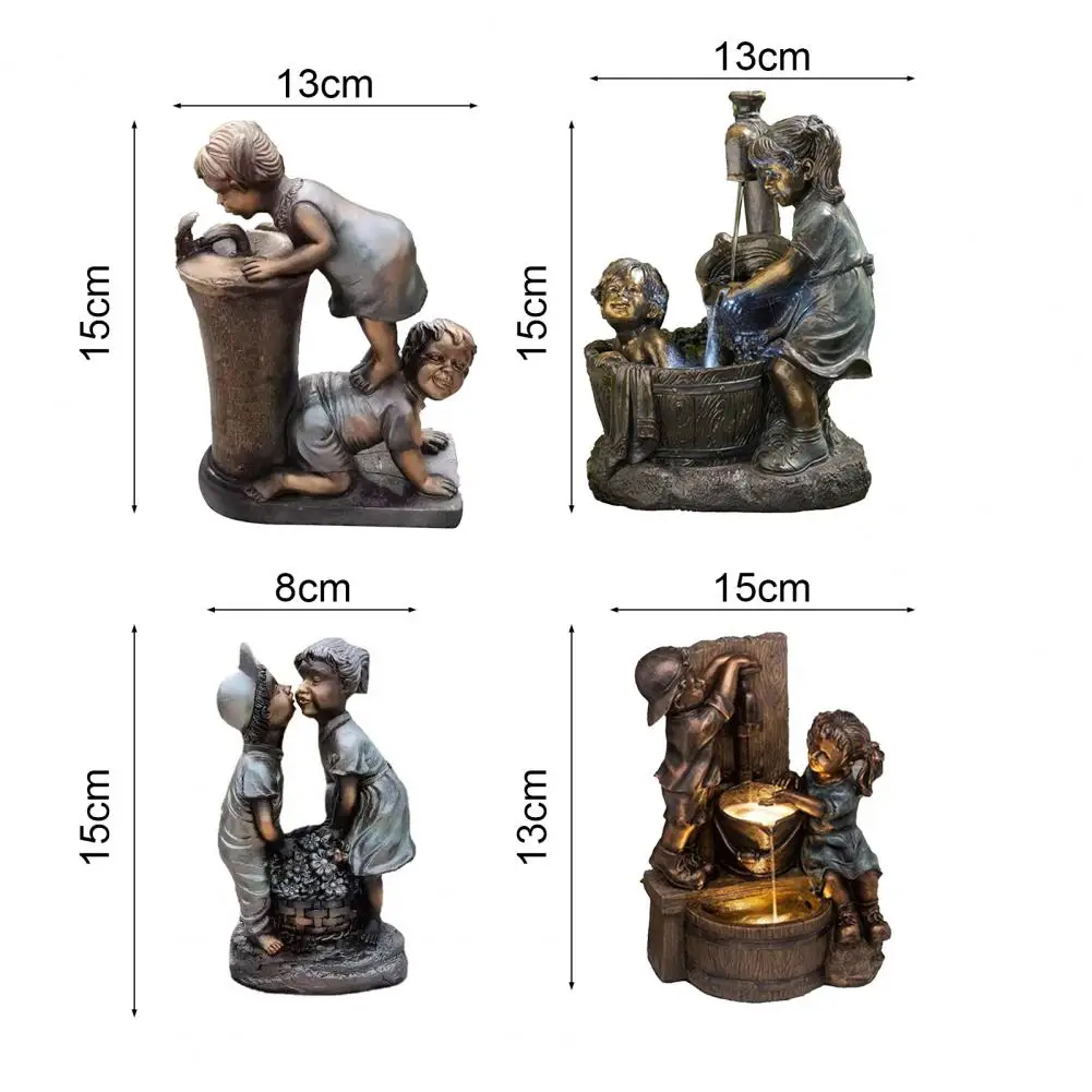 

Fountain Statue Durable Garden Statue Resin Ornamental Great Resin Craft Kids Art Figurine