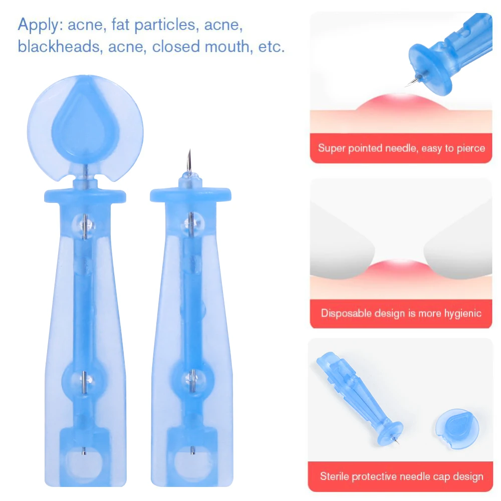 Одноразовые иглы из нержавеющей для удаления угрей акне очиститель в черный