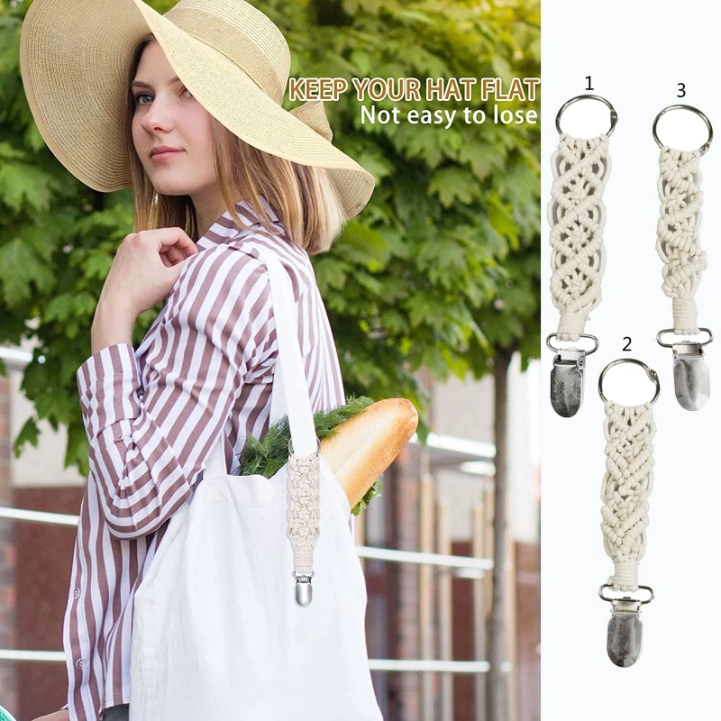 

Woven Hat Clip for Travelling, Retainer Hat Hanger Holder Outdoor Travel Accessory for Luggage Handbag Backpack
