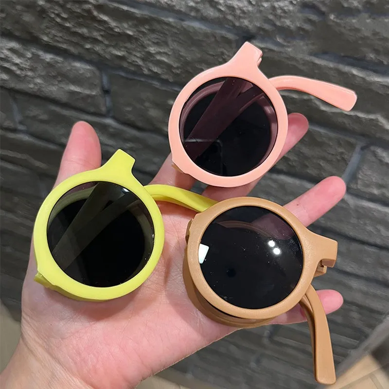 

Vintage Classic Kids Folding Sunglasses Portable Round Frame UV Protection Sun Glasses Girls Children Outdoor Summer Eyewear