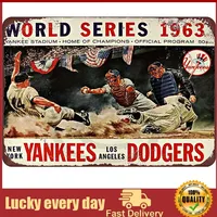 Custom Kraze 1963 World Series Baseball Dodgers Yankees Reproduction Metal tin Sign metal wall art decor living room