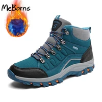 unisex high top winter plus velvet hiking shoes women outdoor keep warm casual sneakers men trekking camping sports snow boots